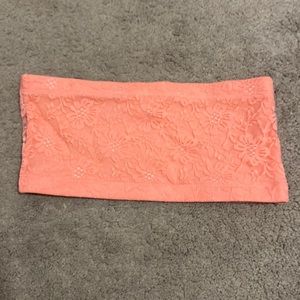 Small Peach Lace Strapless Bralette